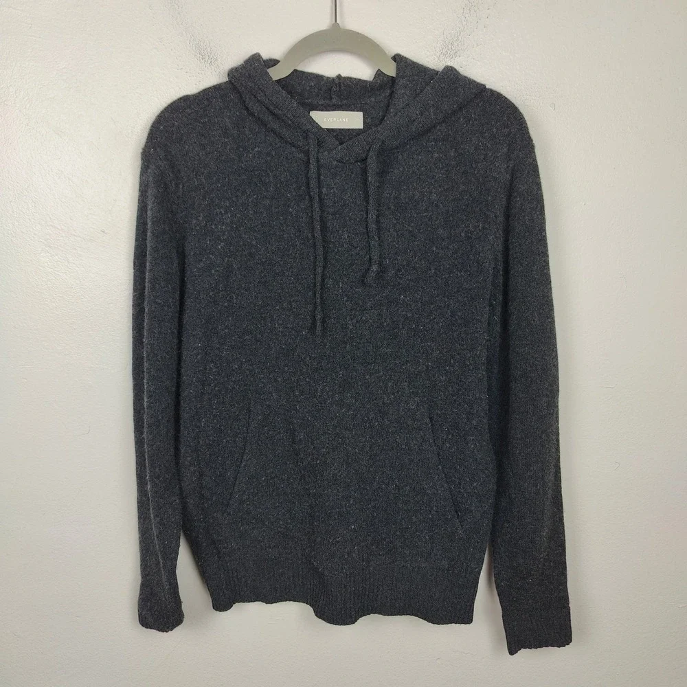 Everlane Felted Merino Hoodie Mens XS Charcoal Gray Pullover‎ Cozy Preppy